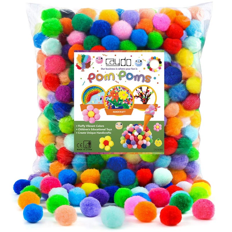 Caydo 400 Pieces 1 Inch 20 Colors Pompoms Arts and Crafts Pom Poms Balls for Valentine's Day Decorations, Hobby Supplies and Creative Craft DIY Material - Image 1